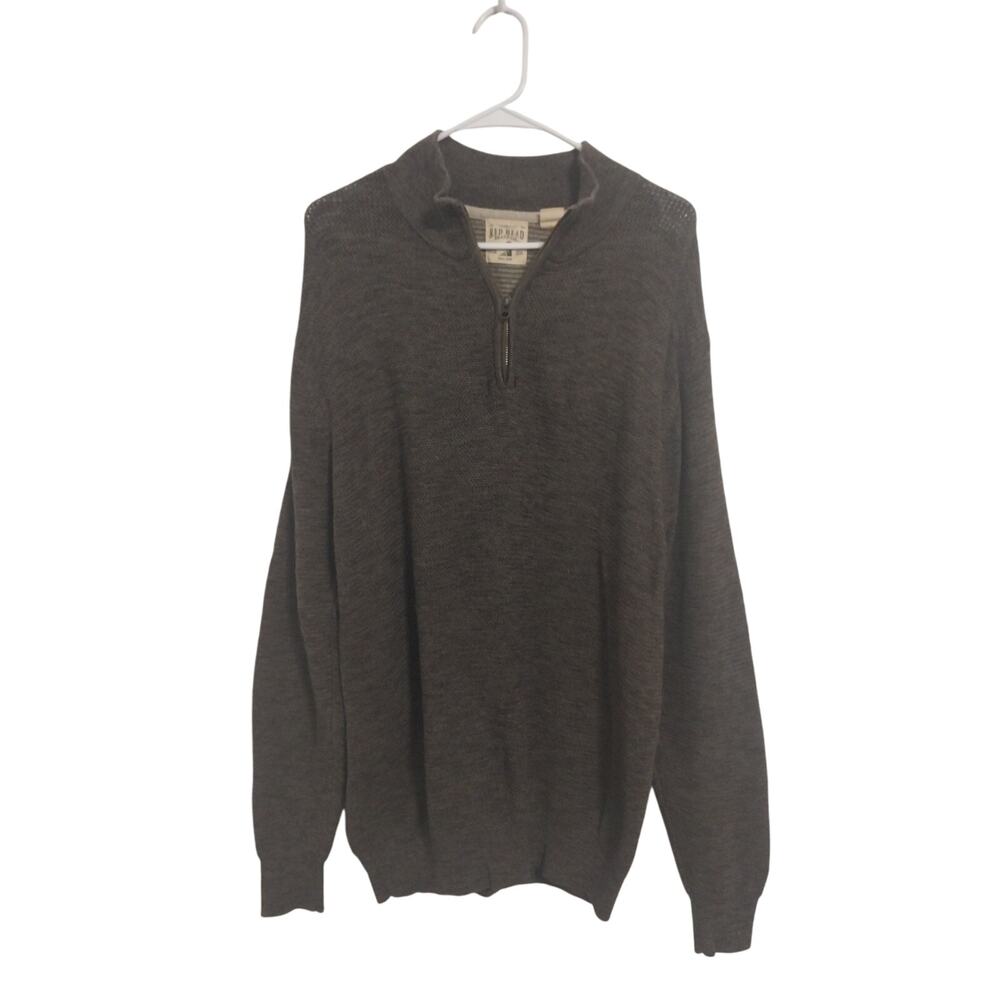 Redhead Mens Quarter Zip Cable Knit Pullover Sweater Brown Size Large